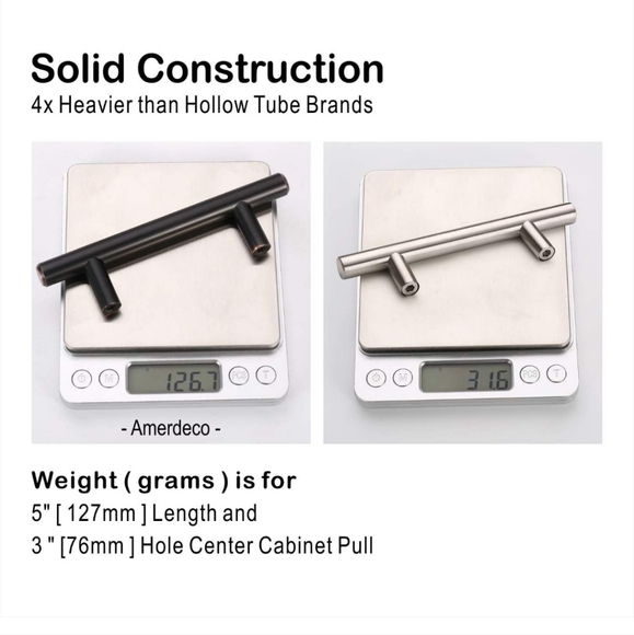 24 Pack Oil Rubbed Bronze 3In (76mm) Hole Centers Cabinet Pulls Hardwar Solid - Picture 3 of 8